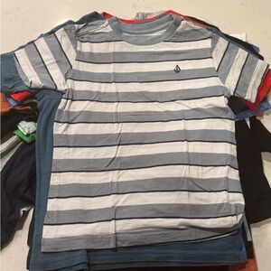 Volcom Gray and White Striped Tee